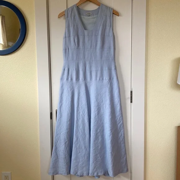 knee length dresses for ladies Neapolitan Linen Dress